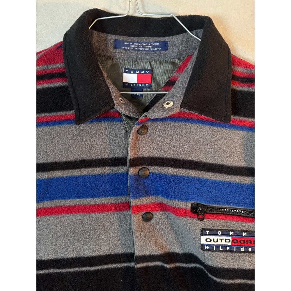 VTG 90s Tommy Hilfiger Outdoors Expedition Fleece Jacket Mens LG Synchilla Snap - Picture 3 of 16